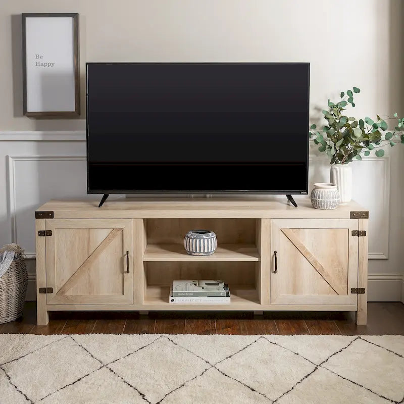 Meuble TV avec portes de grange et rangement de 70 pouces