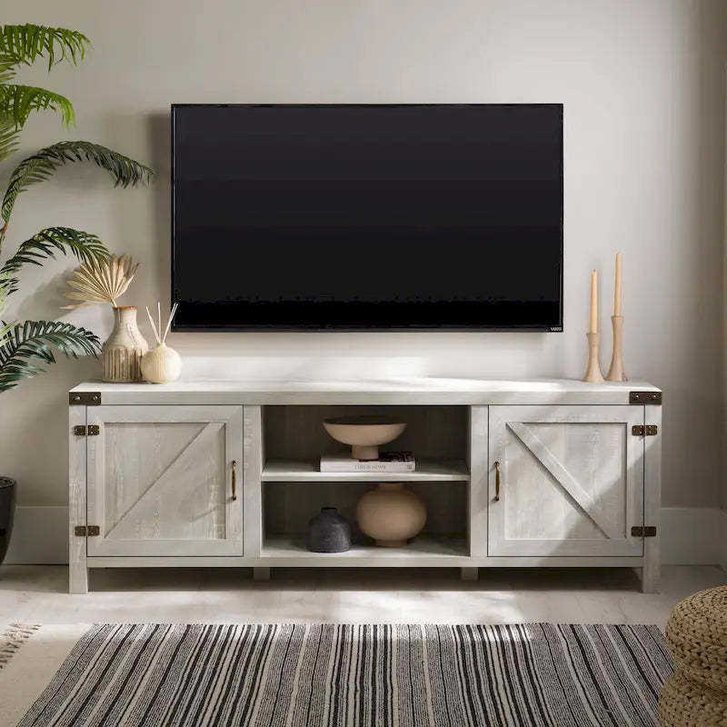Meuble TV avec portes de grange et rangement de 70 pouces