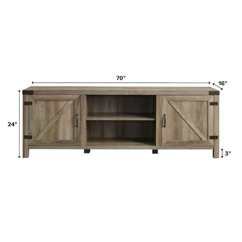 Meuble TV avec portes de grange et rangement de 70 pouces