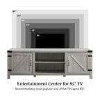 Meuble TV avec portes de grange et rangement de 70 pouces