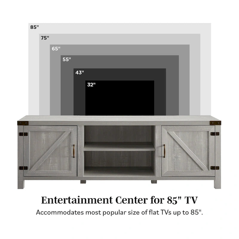 Meuble TV avec portes de grange et rangement de 70 pouces