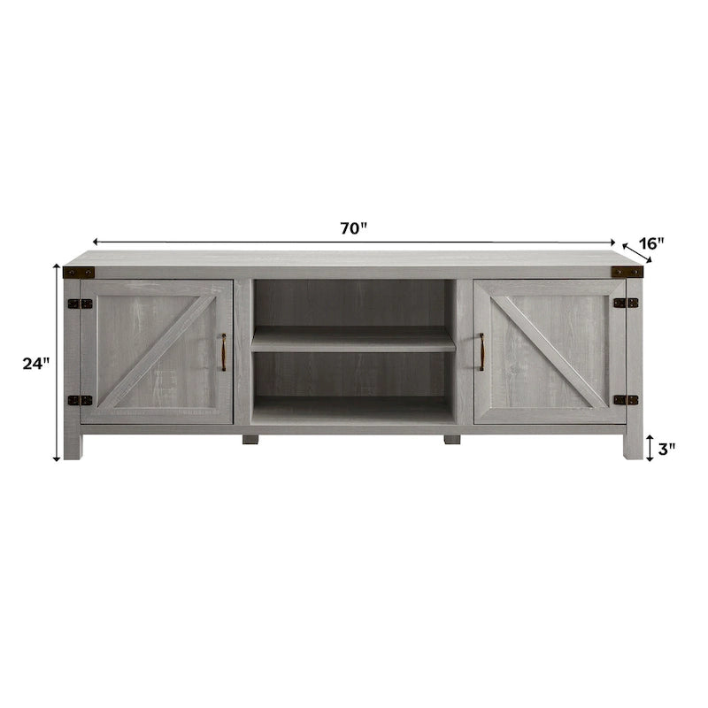 Meuble TV avec portes de grange et rangement de 70 pouces