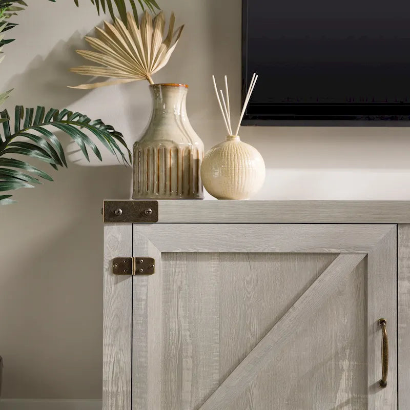 Meuble TV avec portes de grange et rangement de 70 pouces