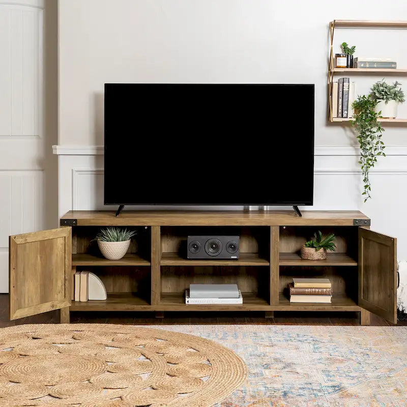 Meuble TV avec portes de grange et rangement de 70 pouces