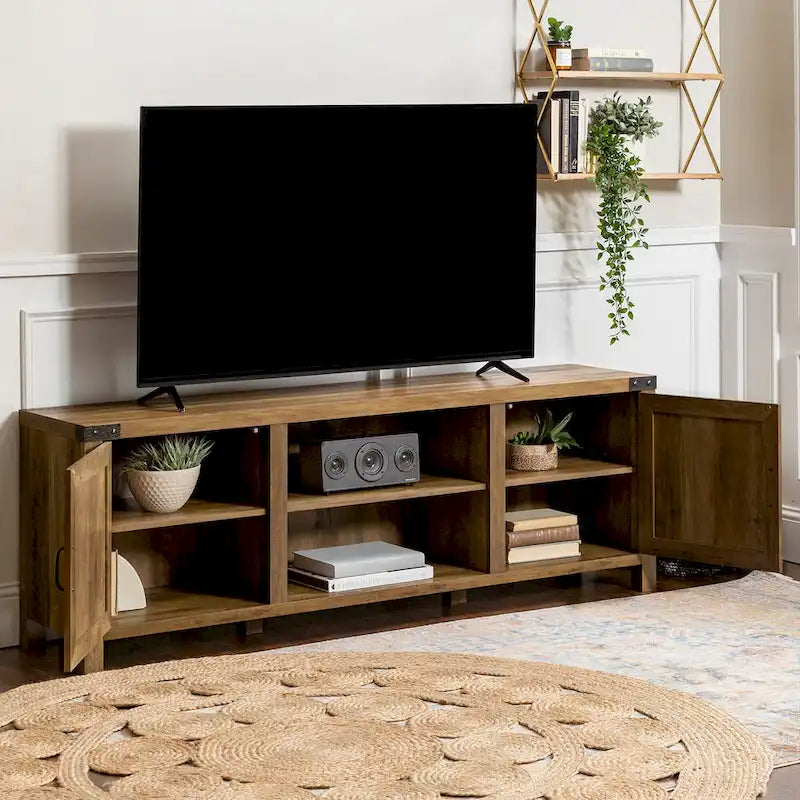 Meuble TV avec portes de grange et rangement de 70 pouces