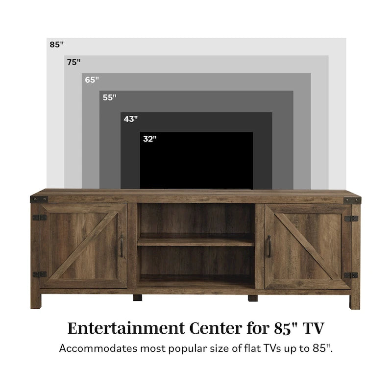 Meuble TV avec portes de grange et rangement de 70 pouces