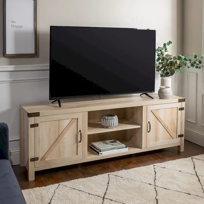 Meuble TV avec portes de grange et rangement de 70 pouces