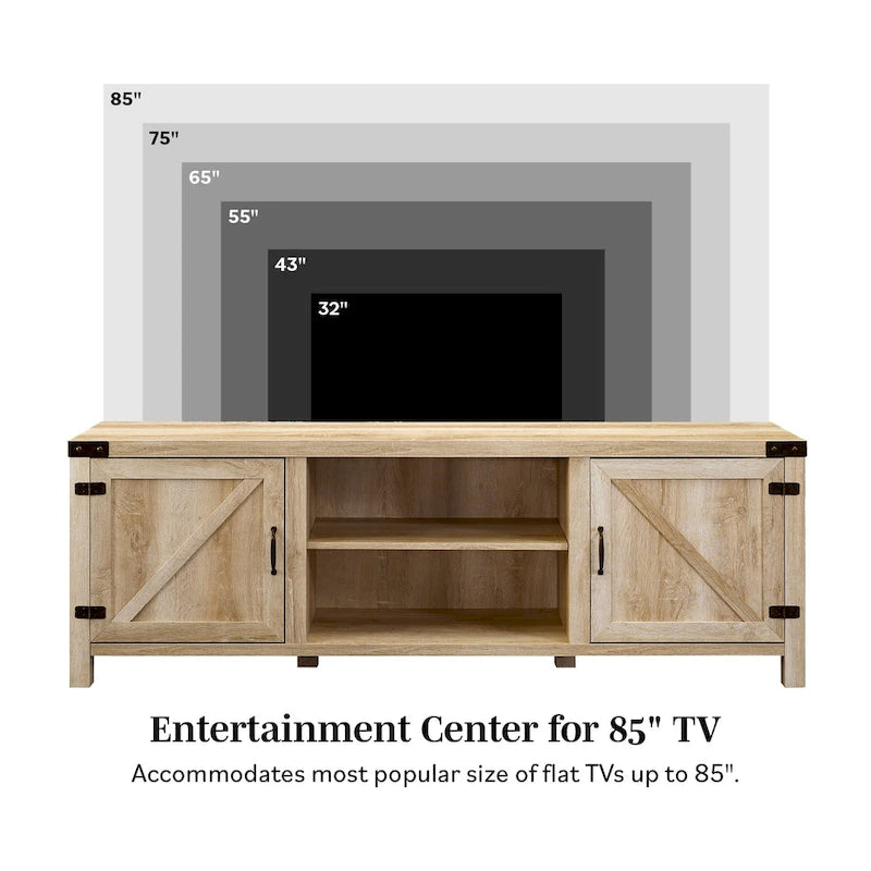 Meuble TV avec portes de grange et rangement de 70 pouces