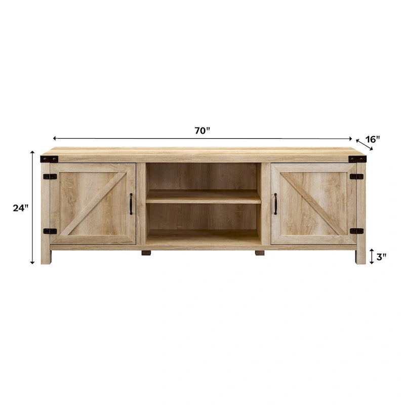 Meuble TV avec portes de grange et rangement de 70 pouces