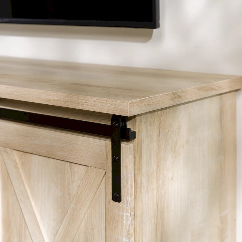 Meuble TV avec porte coulissante style grange de 58 pouces