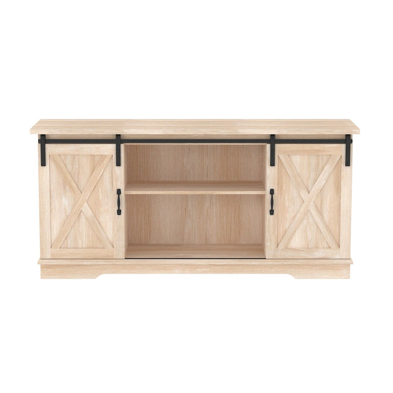 Meuble TV avec porte coulissante style grange de 58 pouces