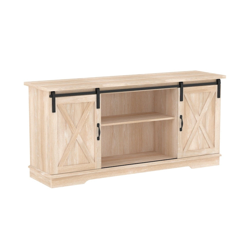 Meuble TV avec porte coulissante style grange de 58 pouces
