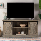 Meuble TV avec porte coulissante style grange de 58 pouces