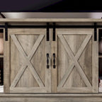 Meuble TV avec porte coulissante style grange de 58 pouces