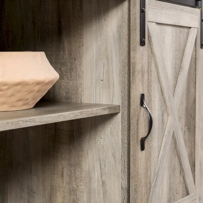 Meuble TV avec porte coulissante style grange de 58 pouces