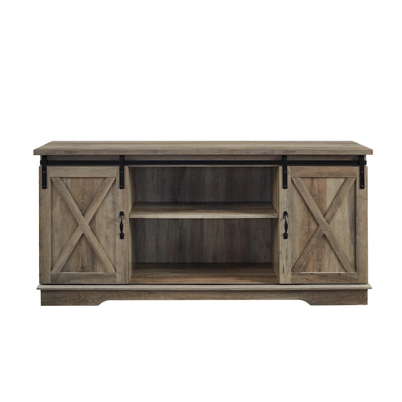 Meuble TV avec porte coulissante style grange de 58 pouces