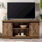 Meuble TV avec porte coulissante style grange de 58 pouces