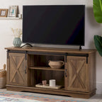 Meuble TV avec porte coulissante style grange de 58 pouces