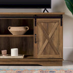 Meuble TV avec porte coulissante style grange de 58 pouces