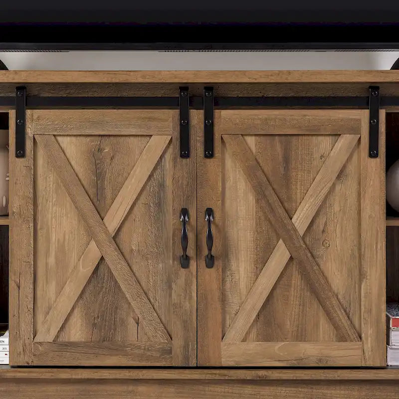 Meuble TV avec porte coulissante style grange de 58 pouces