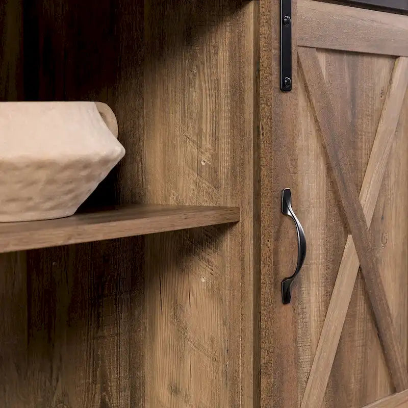 Meuble TV avec porte coulissante style grange de 58 pouces