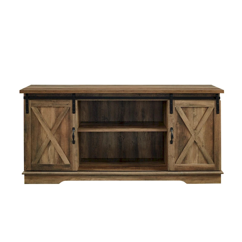 Meuble TV avec porte coulissante style grange de 58 pouces
