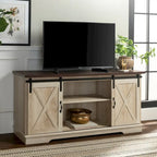 Meuble TV avec porte coulissante style grange de 58 pouces