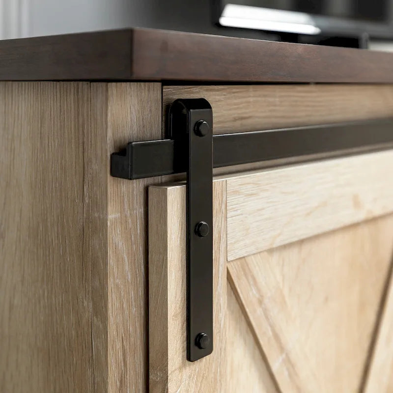 Meuble TV avec porte coulissante style grange de 58 pouces