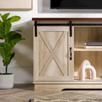 Meuble TV avec porte coulissante style grange de 58 pouces