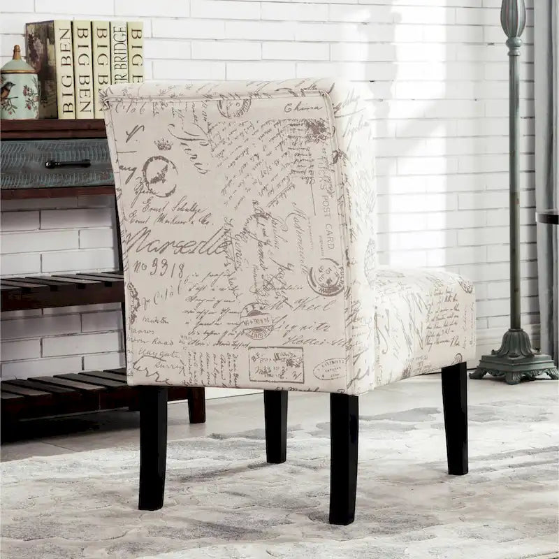 Fauteuil d'appoint rembourré avec pieds en bois