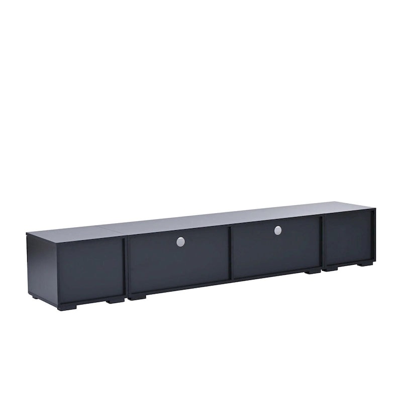 Meuble TV de 209,3 cm avec portes à ouverture par pression et lumières LED, convient aux téléviseurs jusqu'à 228,6 cm