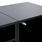 Meuble TV de 209,3 cm avec portes à ouverture par pression et lumières LED, convient aux téléviseurs jusqu'à 228,6 cm