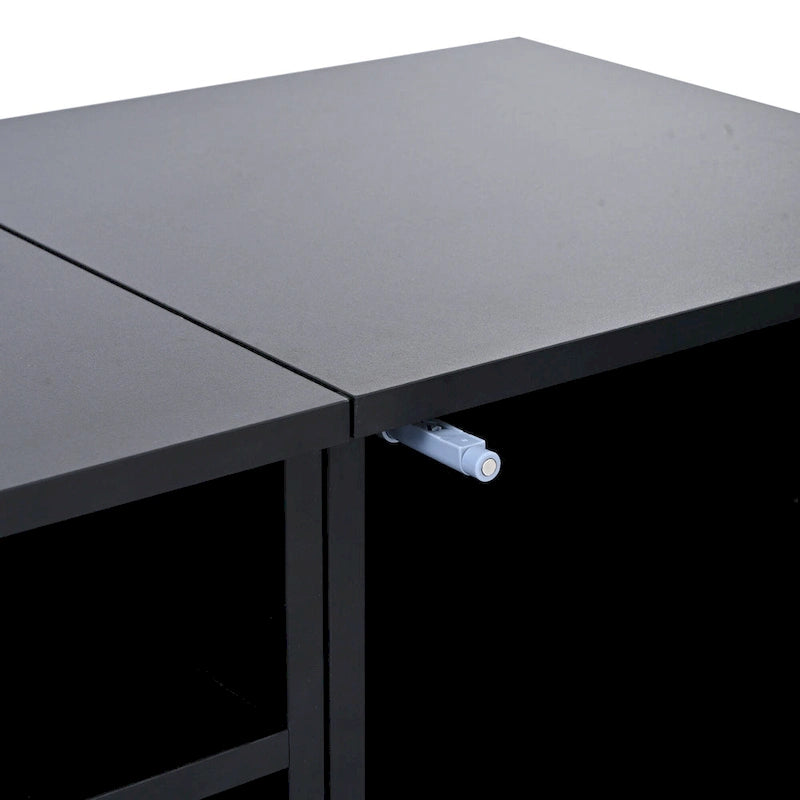 Meuble TV de 209,3 cm avec portes à ouverture par pression et lumières LED, convient aux téléviseurs jusqu'à 228,6 cm