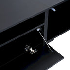 Meuble TV de 209,3 cm avec portes à ouverture par pression et lumières LED, convient aux téléviseurs jusqu'à 228,6 cm