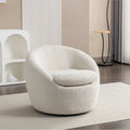Fauteuil Bouclé Crème Blanc avec Base Pivotante à 360°
