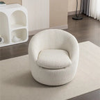 Fauteuil Bouclé Crème Blanc avec Base Pivotante à 360°
