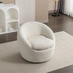Fauteuil Bouclé Crème Blanc avec Base Pivotante à 360°