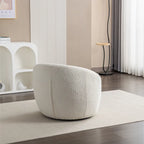 Fauteuil Bouclé Crème Blanc avec Base Pivotante à 360°