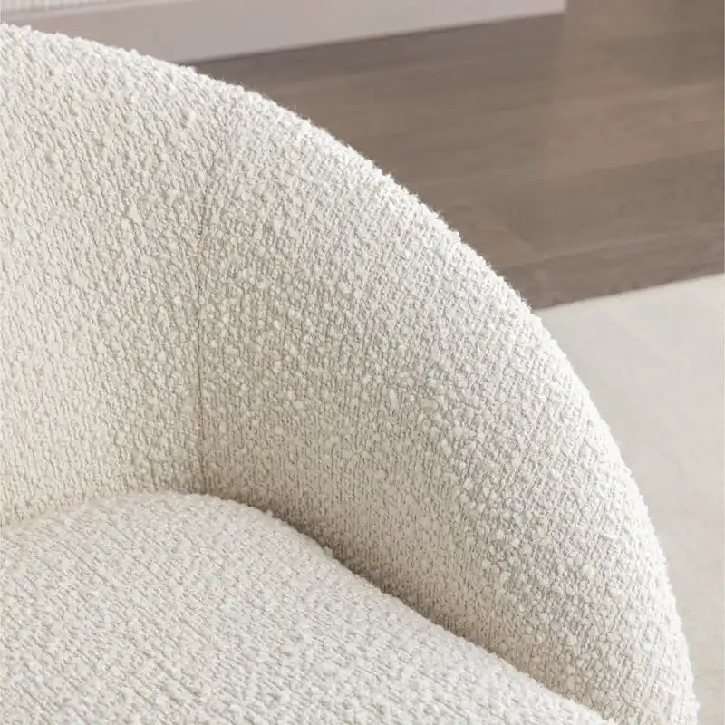 Fauteuil Bouclé Crème Blanc avec Base Pivotante à 360°