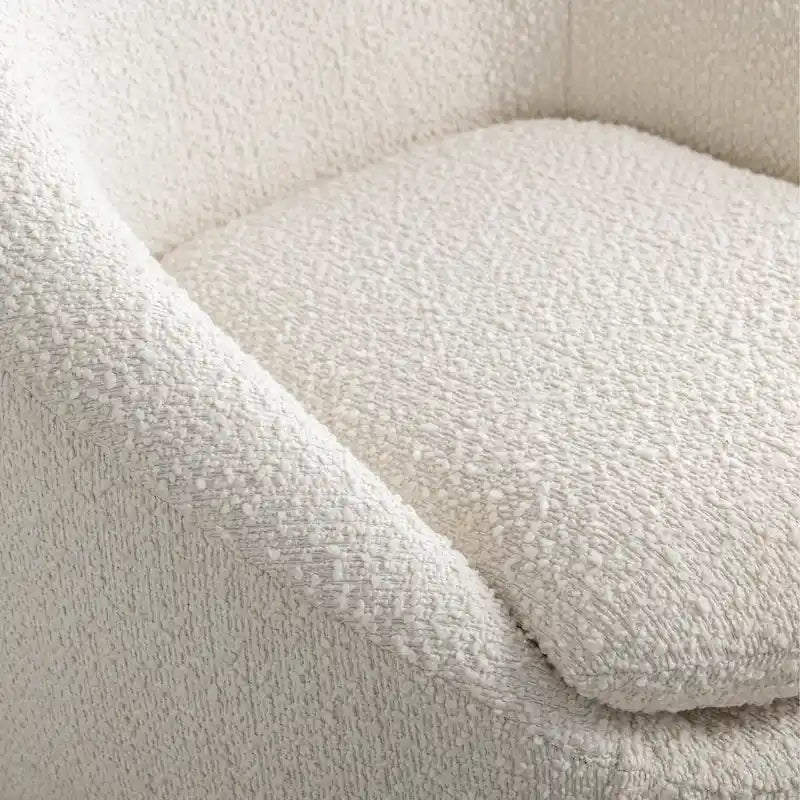 Fauteuil Bouclé Crème Blanc avec Base Pivotante à 360°