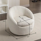 Fauteuil Bouclé Crème Blanc avec Base Pivotante à 360°