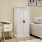 50 LED Kitchen Pantry Cabinet,Freestanding Buffet Cupboards Sideboard with 2 Doors with Racks and 2 Adjustable Shelves