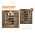 Meuble de cuisine autoportant avec éclairage LED, 2 portes, étagères réglables