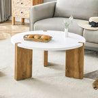 Table basse ronde avec pieds rectangulaires