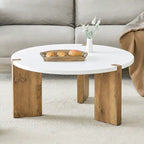 Table basse ronde avec pieds rectangulaires