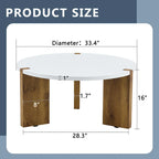 Table basse ronde avec pieds rectangulaires