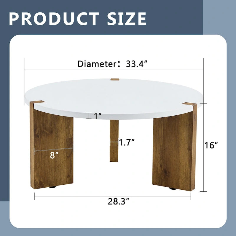 Table basse ronde avec pieds rectangulaires