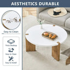Table basse ronde avec pieds rectangulaires