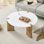 Table basse ronde avec pieds rectangulaires