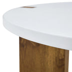 Table basse ronde avec pieds rectangulaires